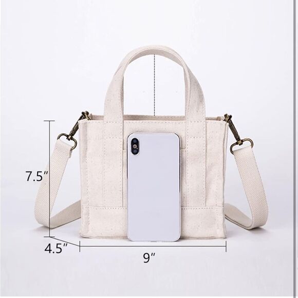 Mini Canvas Tote Purse - Picture 3 of 7